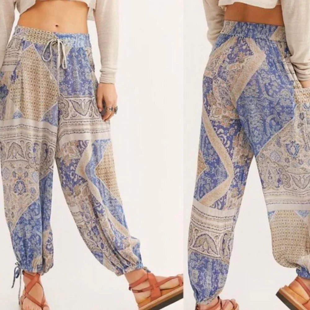 Free People Begonia Balloon Pants in Icy Blue Combo Size XS